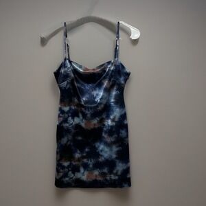 Urban‎ Outfitters Mini Dress Tie Dye Velvet Cami Sleeveless Blue S